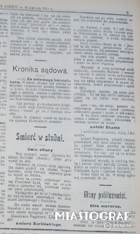 Wycinek prasowy, Kronika sądowa 1911