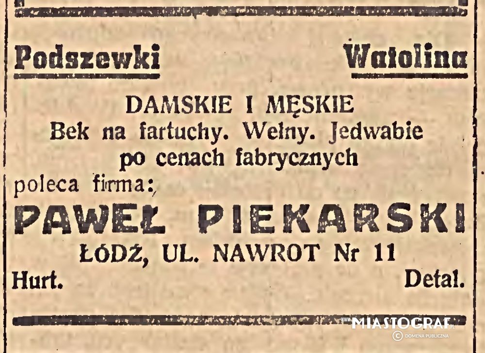 Wycinek prasowy, Sklep z materiałami Pawła Piekarskiego