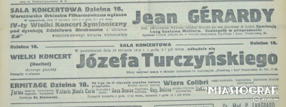 Wycinek prasowy, Ogłoszenia kulturalne 1913