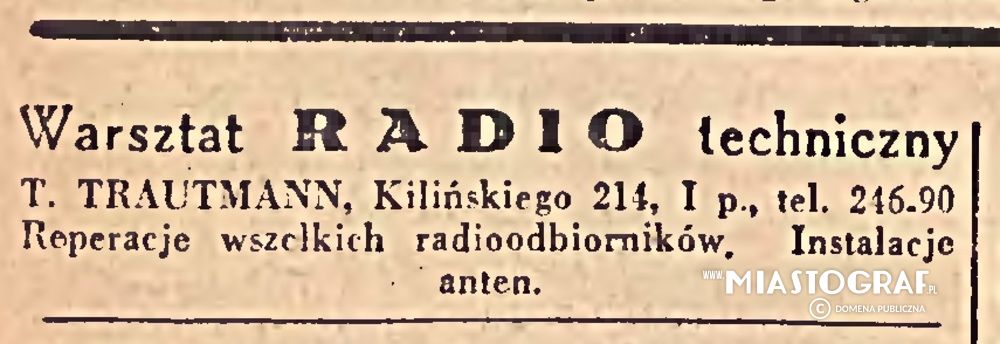 Wycinek prasowy, Reklama warsztatu radiotechnicznego T. Trautmann