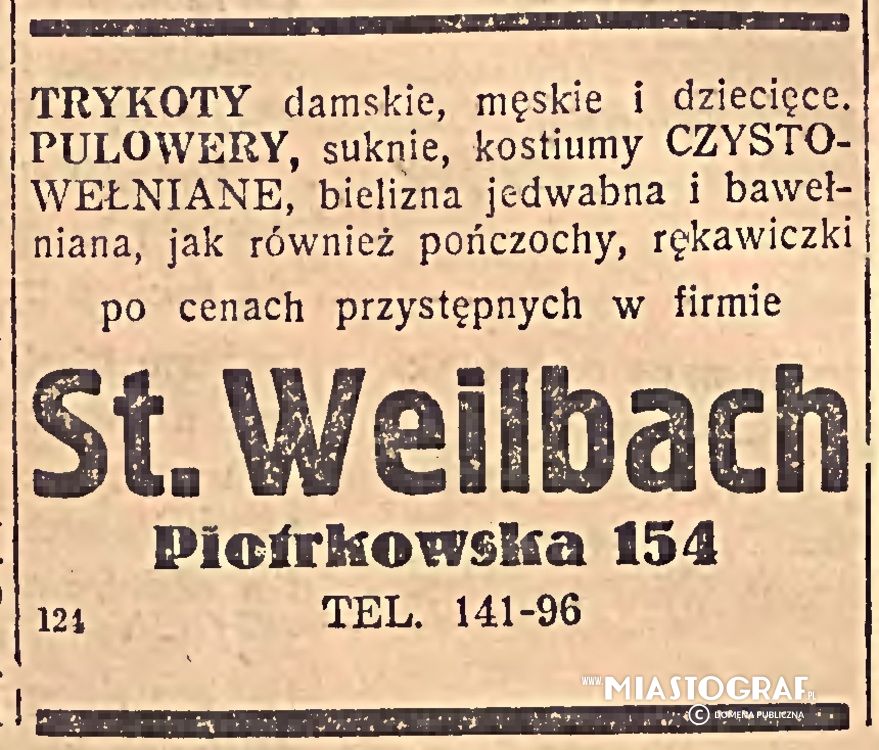 Wycinek prasowy, Reklama sklepu odzieżowego St. Weilbach