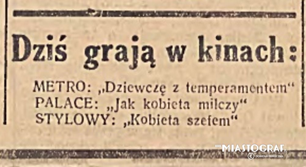 Wycinek prasowy, Repertuar kin łódzkich, październik 1939