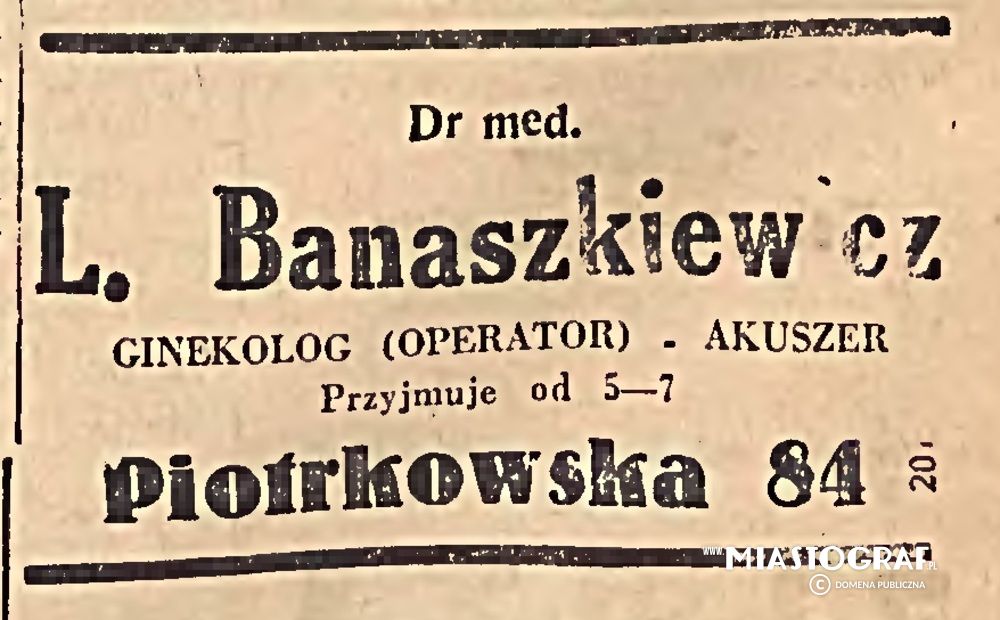 Wycinek prasowy, Reklama gabintetu lekarskiego L. Banaszkiewicza
